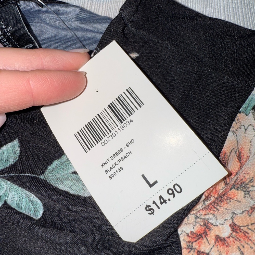 Forever 21 Black and Peach Floral Midi Dress